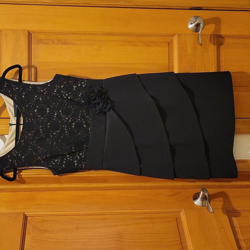 CONNECTED APPAREL BLACK LACE BODICE KNEE LENGTH DRESS SZ 6 EXC!!